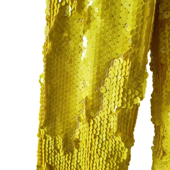NEW Brogger Diana Neon Yellow Sequin Mini Dress Black Mesh Street Wear Glam - Picture 12 of 15